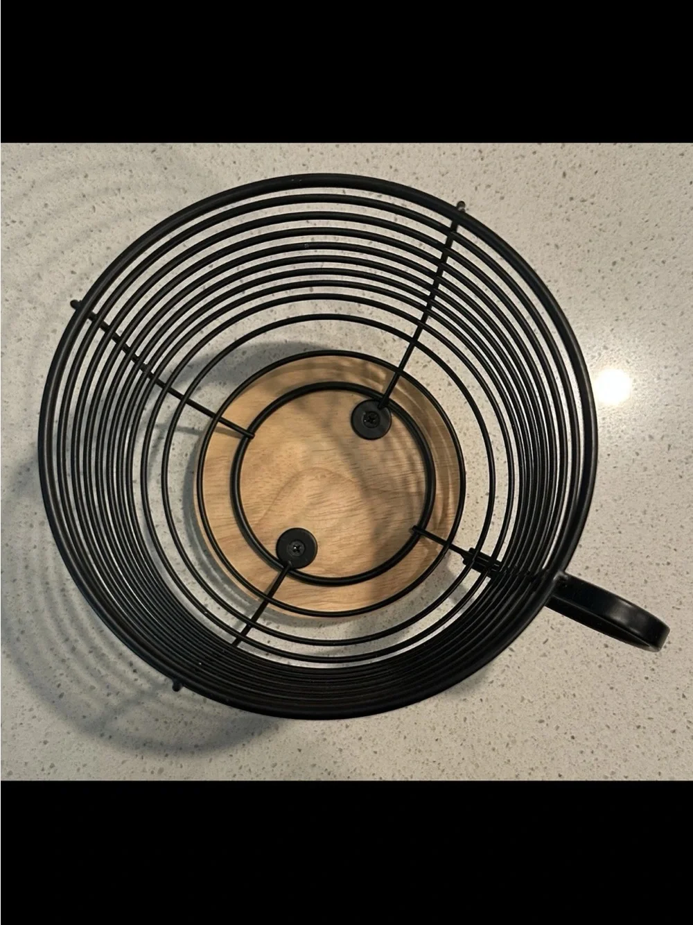 Black Wire Fruit Basket with Wood Base - Stylish Kitchen Organizer